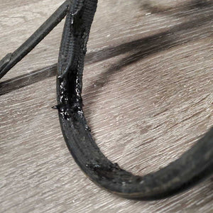 Side Pull Bridle *gc/fair, rubber lining: sticky, peeled, melted & hairy, dirty, scraped edges
