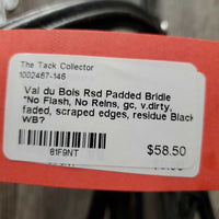 Rsd Padded Bridle *No Flash, No Reins, gc, v.dirty, faded, scraped edges, residue
