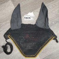 Crochet Ear Bonnet Fly Veil *gc, faded, dirty, curled, discolored?, undoen ear stitching

