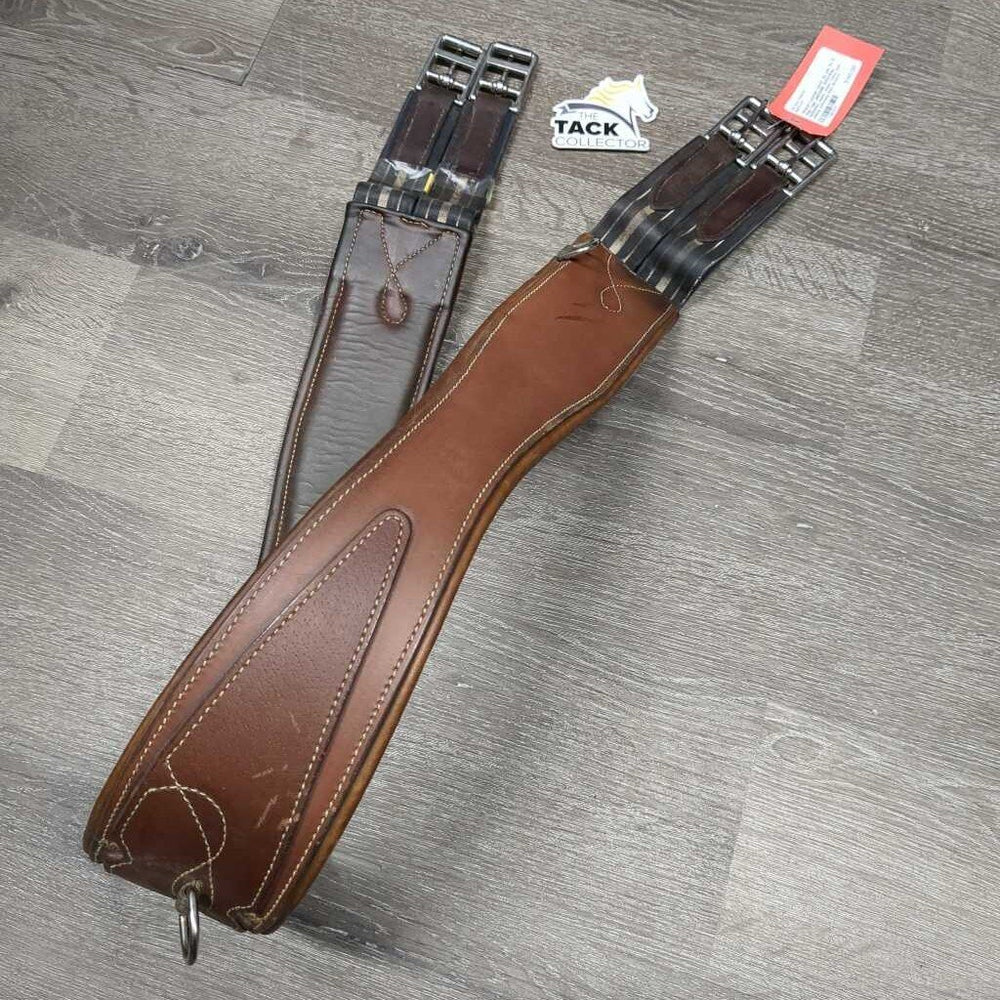Leather Girth, 2x els 3x D rings *vgc, UNDONE Stitching, scratches, clean, older, rubs, mnr undone stitching