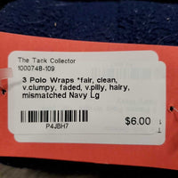 3 Polo Wraps *fair, clean, v.clumpy, faded, v.pilly, hairy, mismatched