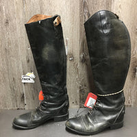 Field Boots, zips *fair/gc, BROKEN Zip-L, faded, scuffed, rubs, thin calves, unstitched top edges