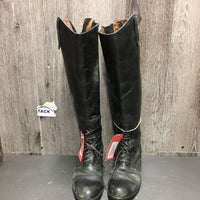 Field Boots, zips *fair/gc, BROKEN Zip-L, faded, scuffed, rubs, thin calves, unstitched top edges