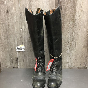 Field Boots, zips *fair/gc, BROKEN Zip-L, faded, scuffed, rubs, thin calves, unstitched top edges