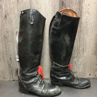 Field Boots, zips *fair/gc, BROKEN Zip-L, faded, scuffed, rubs, thin calves, unstitched top edges
