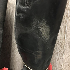 Field Boots, zips *fair/gc, BROKEN Zip-L, faded, scuffed, rubs, thin calves, unstitched top edges