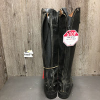 Field Boots, zips *fair/gc, BROKEN Zip-L, faded, scuffed, rubs, thin calves, unstitched top edges