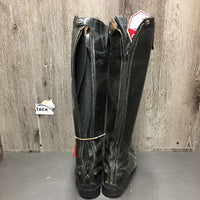 Field Boots, zips *fair/gc, BROKEN Zip-L, faded, scuffed, rubs, thin calves, unstitched top edges
