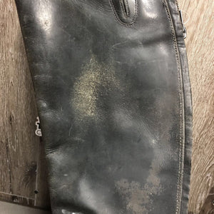 Field Boots, zips *fair/gc, BROKEN Zip-L, faded, scuffed, rubs, thin calves, unstitched top edges
