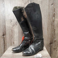 Field Boots, Pull On, 2 air forms *fair, scraped/peeled toes, older, dusty, scratches, rubs, faded, scrapes