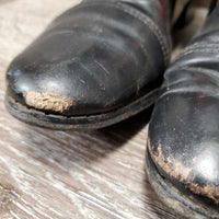 Field Boots, Pull On, 2 air forms *fair, scraped/peeled toes, older, dusty, scratches, rubs, faded, scrapes
