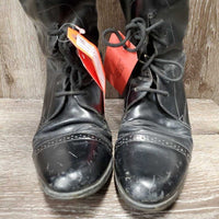 Field Boots, Pull On *fair, rubs, older, dusty, undone stitching, scrapes, dry, rubs, curled, scrapes