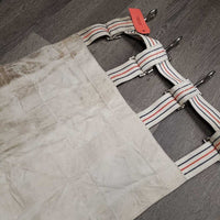 Closed Canvas Stall Guard *gc/fair, CUT, dirty, stains, residue, snags, threads, sliced edge, rust
