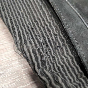 Suede Half Chaps *gc/fair, older, rubs, undone stitching, faded, stains, pilly, gunky inside
