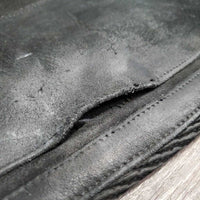Suede Half Chaps *gc/fair, older, rubs, undone stitching, faded, stains, pilly, gunky inside
