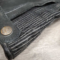 Suede Half Chaps *gc/fair, older, rubs, undone stitching, faded, stains, pilly, gunky inside