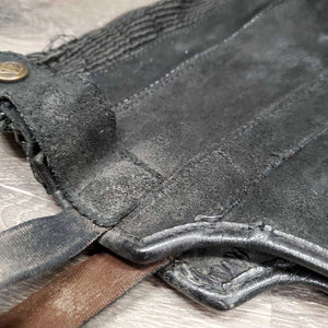Suede Half Chaps *gc/fair, older, rubs, undone stitching, faded, stains, pilly, gunky inside