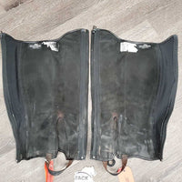 Suede Half Chaps *gc/fair, older, rubs, undone stitching, faded, stains, pilly, gunky inside