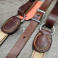 Narrow Double Elastic & Thick Leather Breastplate *vgc, clean, stained elastic, older, holes, mnr scraped edges
