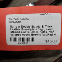 Narrow Double Elastic & Thick Leather Breastplate *vgc, clean, stained elastic, older, holes, mnr scraped edges
