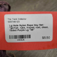 Lg Hole Nylon Rope Hay Net *gc/fair, rubs, frayed, rust, clean, faded