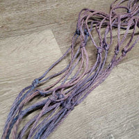 Lg Hole Thin Nylon Rope Hay Net, extra string *gc/fair, rubs, frayed, rust, clean, faded, discolored
