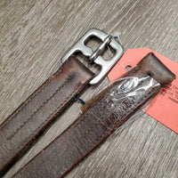 Pr Thick Soft Stirrup Leathers *REPURPOSE USE ONLY *fair, MISSING Buckle & v.loose stitching, xholes, rubs, faded

