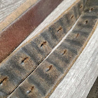 Pr Thick Soft Stirrup Leathers *REPURPOSE USE ONLY *fair, MISSING Buckle & v.loose stitching, xholes, rubs, faded