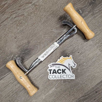 2 Wood Handle Boot Pulls *vgc, mnr stains, rust? spot
