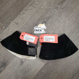 Neoprene & Fleece Lined Wrap Around Bell Boots, velcro *gc/fair, clean & residue, stains, clumpy, thing, hairy, flat & rubbed spots, dusty
