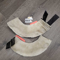 Neoprene & Fleece Lined Wrap Around Bell Boots, velcro *gc/fair, clean & residue, stains, clumpy, thing, hairy, flat & rubbed spots, dusty
