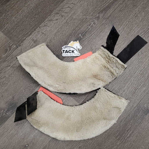 Neoprene & Fleece Lined Wrap Around Bell Boots, velcro *gc/fair, clean & residue, stains, clumpy, thing, hairy, flat & rubbed spots, dusty