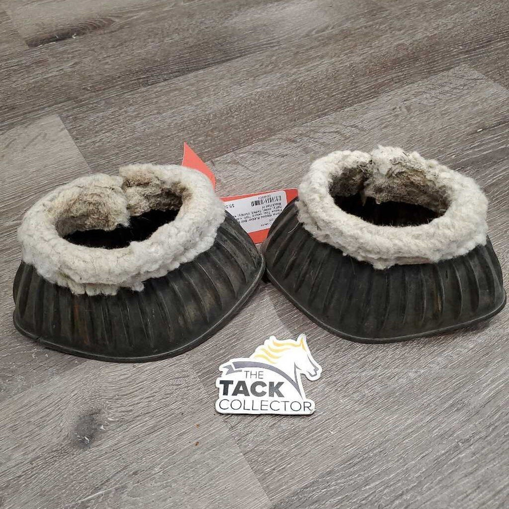 Ribbed Rubber Bell Boots, Fleece Top, velcro *fair, v.dirty, hairy, older, faded, clumpy, slices