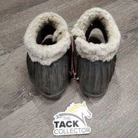 Ribbed Rubber Bell Boots, Fleece Top, velcro *fair, v.dirty, hairy, older, faded, clumpy, slices
