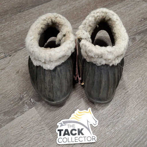 Ribbed Rubber Bell Boots, Fleece Top, velcro *fair, v.dirty, hairy, older, faded, clumpy, slices
