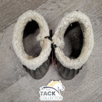 Ribbed Rubber Bell Boots, Fleece Top, velcro *fair, v.dirty, hairy, older, faded, clumpy, slices
