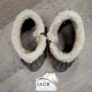 Ribbed Rubber Bell Boots, Fleece Top, velcro *fair, v.dirty, hairy, older, faded, clumpy, slices