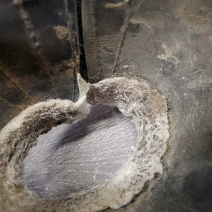 Ribbed Rubber Bell Boots, Fleece Top, velcro *fair, v.dirty, hairy, older, faded, clumpy, slices