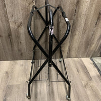 Rolling - Folding Metal Saddle Rack, metal rack *gc, scratches, rust, tape, clean, mnr bubbled/pitted spots
