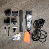 Adj Blade Clippers, Box, Blade, 4 Guards, Cover, oil, comb *WORK, rusty, hairy, older, rubs, SOUND OK
