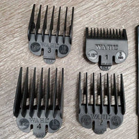 Adj Blade Clippers, Box, Blade, 4 Guards, Cover, oil, comb *WORK, rusty, hairy, older, rubs, SOUND OK
