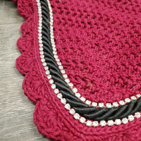 Crochet Fly Veil Ear Bonnet. 2x Bling, Piping *vgc, dirty, mnr curled edges, older
