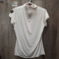 SS Polo Show Shirt. 1/4 Zip up, Bling Collar *gc, stains, mnr snags, dingy
