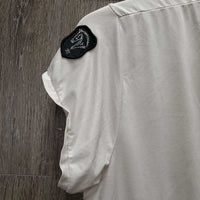 SS Polo Show Shirt. 1/4 Zip up, Bling Collar *gc, stains, mnr snags, dingy
