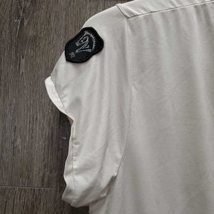 SS Polo Show Shirt. 1/4 Zip up, Bling Collar *gc, stains, mnr snags, dingy