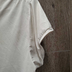 SS Polo Show Shirt. 1/4 Zip up, Bling Collar *gc, stains, mnr snags, dingy