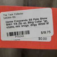 SS Polo Show Shirt. 1/4 Zip up, Bling Collar *gc, stains, mnr snags, dingy