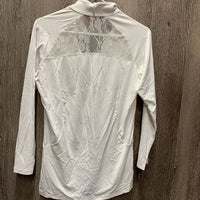 LS Show Shirt, Lace Back, 1/2 Zip Up, attached Snap Collar *vgc, older?
