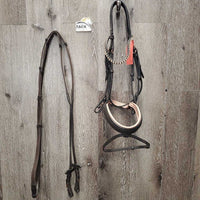 Monocrown Rsd/Padded Bridle, Flash, Bling Brow, Cotton Web Reins *vgc/gc, dirt, edge scrapes, scratches, stiff, rubs, creases
