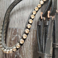 Monocrown Rsd/Padded Bridle, Flash, Bling Brow, Cotton Web Reins *vgc/gc, dirt, edge scrapes, scratches, stiff, rubs, creases
